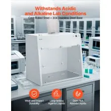VEVOR Ducted Fume Hood, 19.69 x 41.54 x 27.56 inch Working Area, Lab Fume Hood with LED Light and G1 Pre-Filter, Exhaust Equipment for Laboratory Fume Control and Pharmaceutical Compounding, White