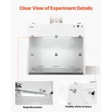 VEVOR Ducted Fume Hood, 19.69 x 41.54 x 27.56 inch Working Area, Lab Fume Hood with LED Light and G1 Pre-Filter, Exhaust Equipment for Laboratory Fume Control and Pharmaceutical Compounding, White