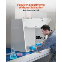 VEVOR Ducted Fume Hood, 19.69 x 41.54 x 27.56 inch Working Area, Lab Fume Hood with LED Light and G1 Pre-Filter, Exhaust Equipment for Laboratory Fume Control and Pharmaceutical Compounding, White