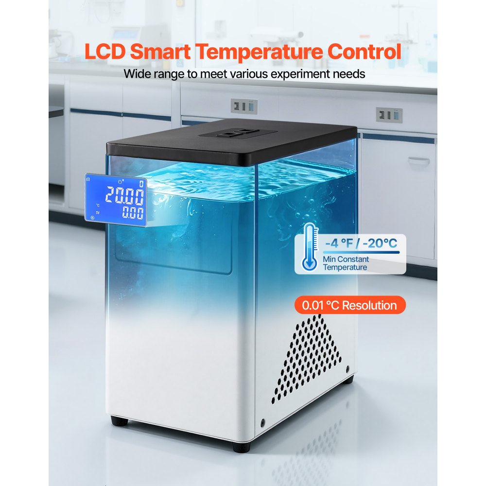 VEVOR Laboratory Chiller Circulator, -20℃ to Room Temperature, 3.4 L Internal and External Dual Circulation, Compatible with ≤2 L Rotary Evaporators for Condenser Reflux and Rapid Cooling