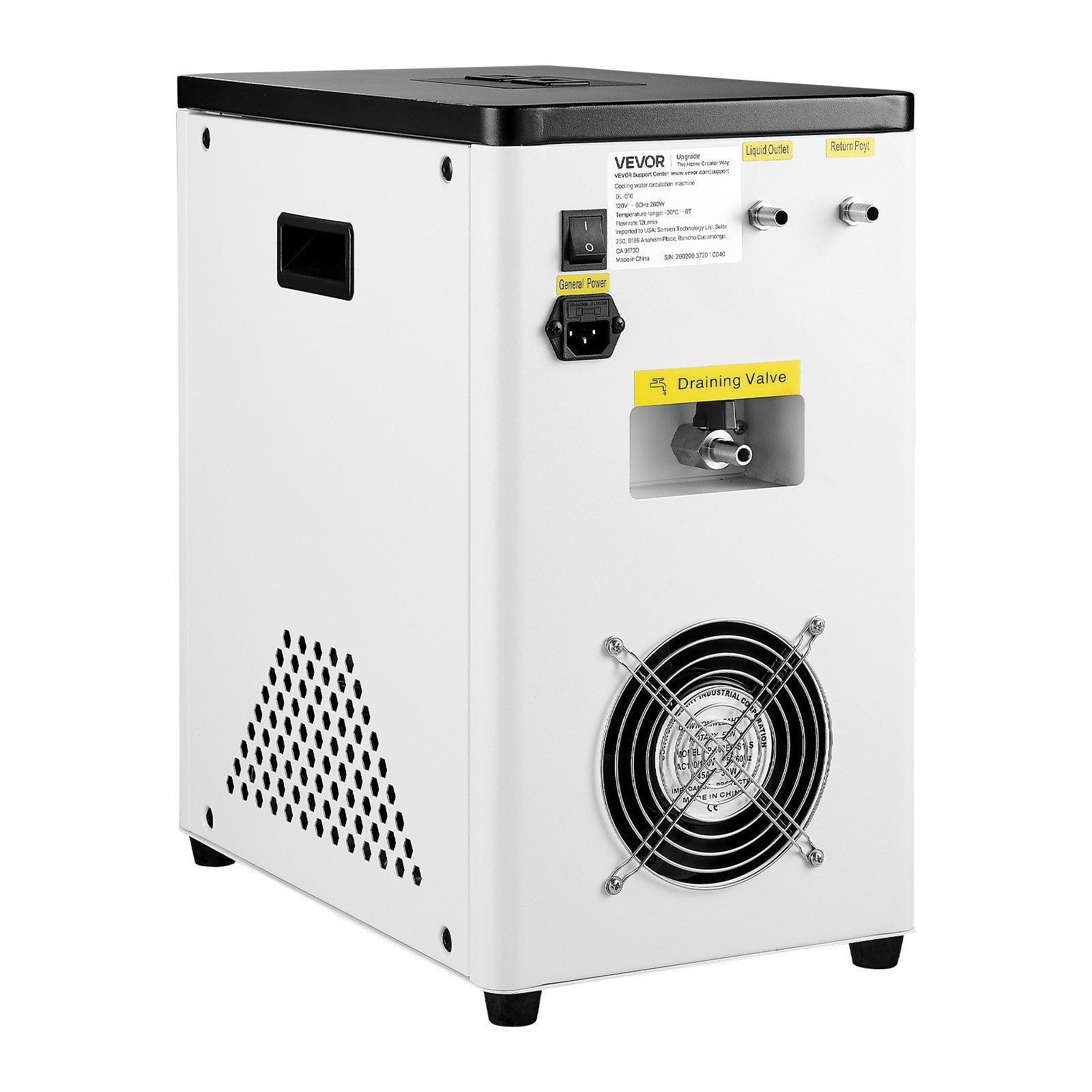VEVOR Laboratory Chiller Circulator, -20℃ to Room Temperature, 3.4 L Internal and External Dual Circulation, Compatible with ≤2 L Rotary Evaporators for Condenser Reflux and Rapid Cooling