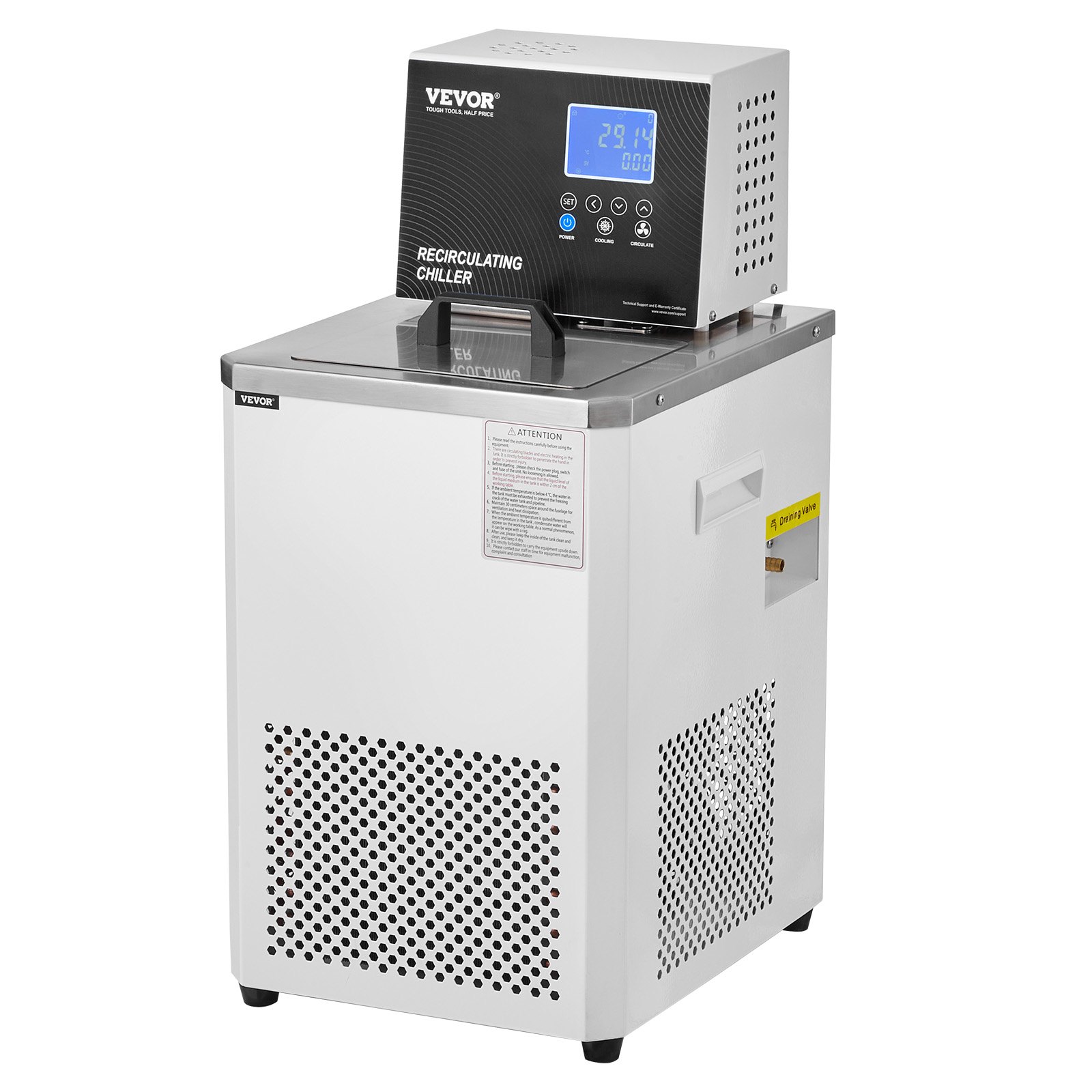 VEVOR Laboratory Chiller Circulator, 6L Chiller Lab Low Temperature Cooling Liquid, -4°F-212°F Circulator Pump Chiller, LCD Display, 304 Stainless Steel Water Bath Recirculating Water Cooling Chiller
