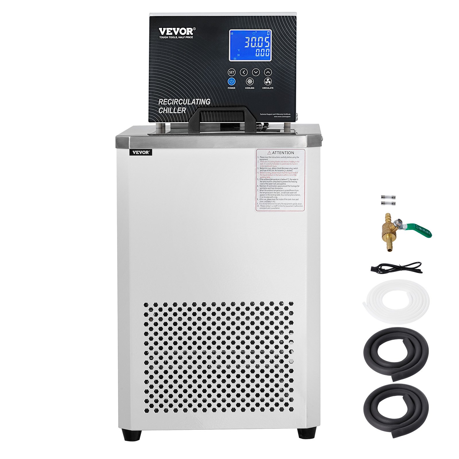 VEVOR Laboratory Chiller Circulator, 6L Chiller Lab Low Temperature Cooling Liquid, -4°F-212°F Circulator Pump Chiller, LCD Display, 304 Stainless Steel Water Bath Recirculating Water Cooling Chiller
