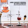 VEVOR Essential Oil Destillation Kit, 500 ml destillationsapparat, 3,3 Boro Lab Glassware Destillation Kit med alkohollampa, keramiskt nät och 24, 40 led, 28 st.