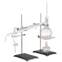 VEVOR essential oil distillation kit setup with glassware and flasks on metal stands.