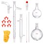VEVOR Lab Distillation Kit, 3.3 Boro Lab Glassware Distillation Kit with 24, 40 Joint, 1000ml Essential Oil Distillation Apparatus Kit, 14 pcs Set of Glassware Equipment
