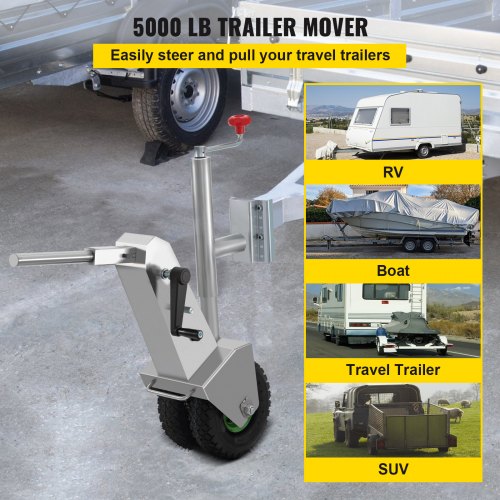 VEVOR Manual Trailer Dolly, 5000lb Load Capacity Trailer Mover Valet w/ 6.3" Hitch Plate & 10.63" Wheels, 10.64" Adjustable Height, Heavy-Duty Trailer Jack Tug for Car, RV, Boat, and Travel Trailers