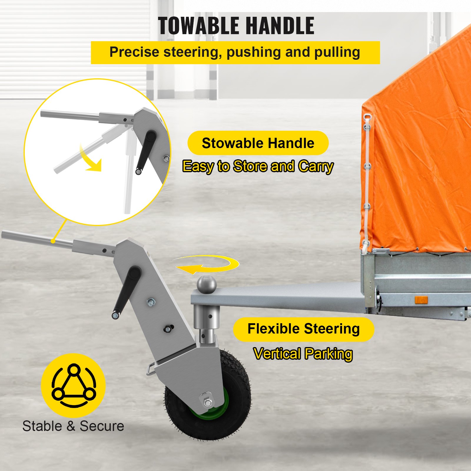 VEVOR Manual Trailer Dolly, 10000 LBS Towing Capacity Trailer Mover Valet with 2.1 in Ball & 10.63" Wheels, Adjustable Height Heavy-Duty Jack Tug for Car, RV, Boat, and Travel Trailers