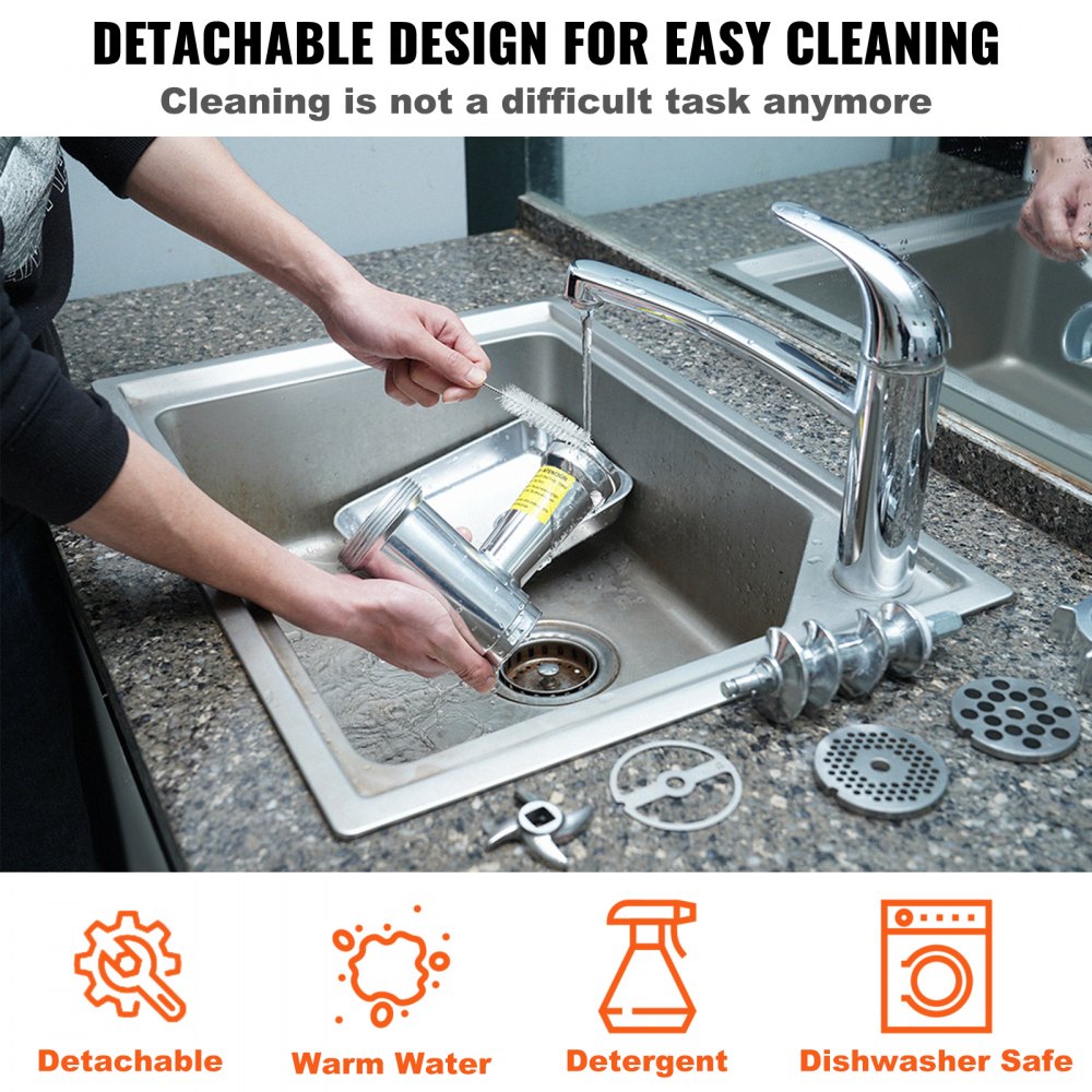 VEVOR Electric Meat Grinder, 2.27 Kg/Min Capacity, Countertop Industrial Meat Mincer w/ Blade, Grinding Plate, Sausage Maker, Aluminum Commercial Meat Grinder for Kitchen Restaurant