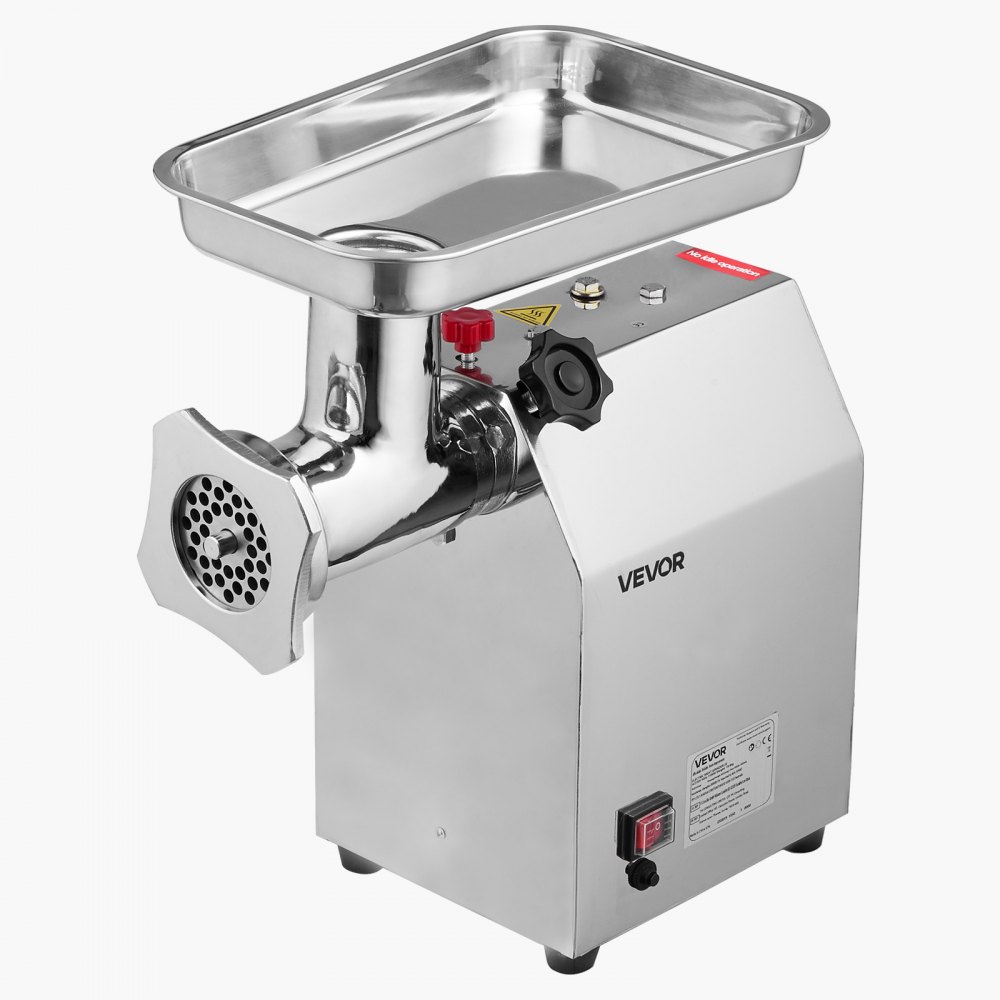 VEVOR Commercial Electric Meat Grinder, 4.2 kg/min Capacity, #22 Industrial Meat Mincer with 2 Stainless Steel Blades, 2 Grinding Plates, 1100W Heavy-Duty Sausage Maker, for Kitchen, Restaurant