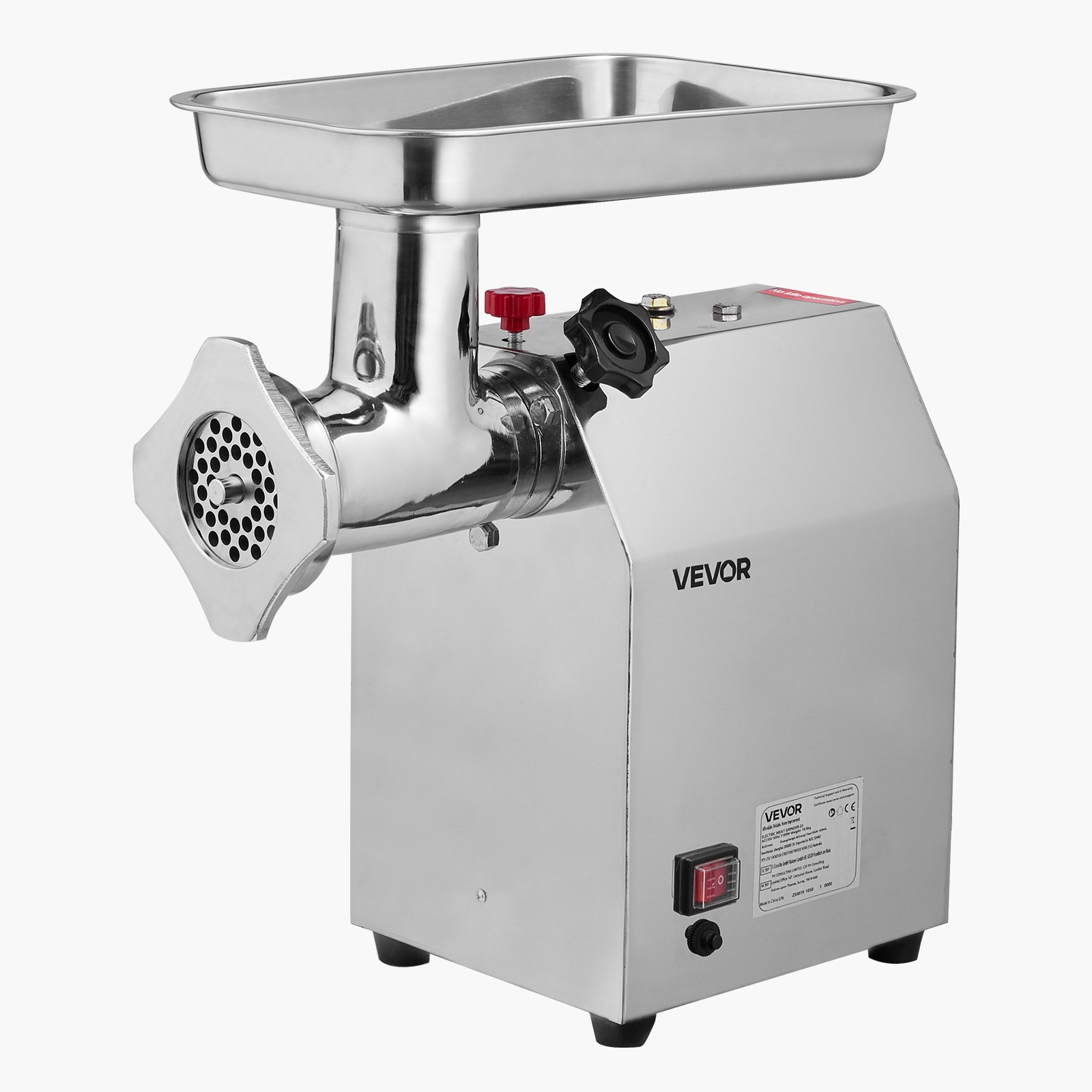 VEVOR Commercial Electric Meat Grinder, 4.2 kg/min Capacity, #22 Industrial Meat Mincer with 2 Stainless Steel Blades, 2 Grinding Plates, 1100W Heavy-Duty Sausage Maker, for Kitchen, Restaurant