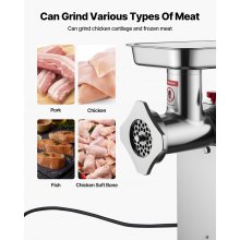 VEVOR Commercial Electric Meat Grinder 9.2 Lbs/Min Sausage Stuffer Maker Kitchen