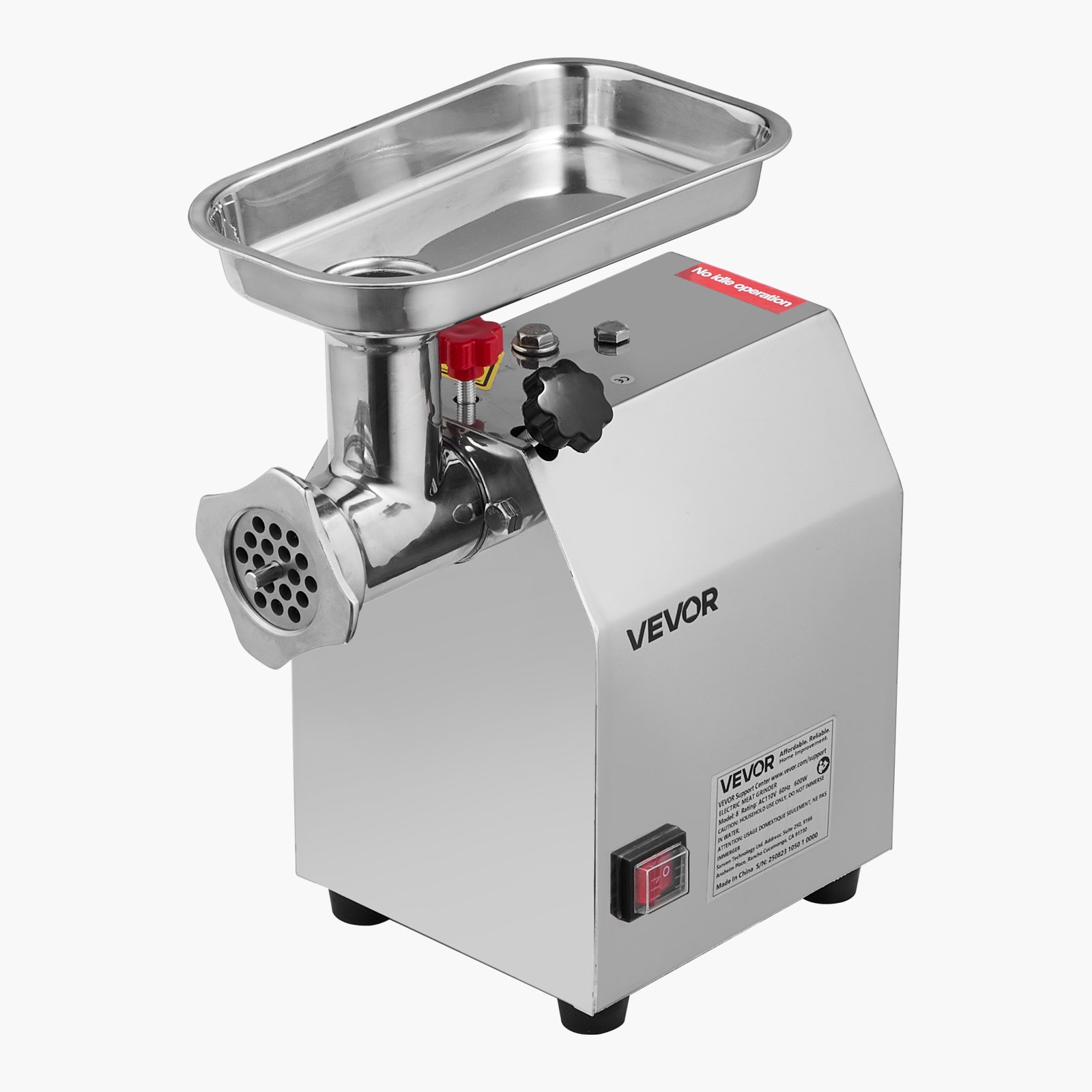 VEVOR Commercial Electric Meat Grinder, 5 lbs/min Capacity, #8 Industrial Meat Mincer with 2 Stainless Steel Blades, 2 Grinding Plates, 600W Heavy-Duty Sausage Maker Stuffer, for Kitchen, Restaurant
