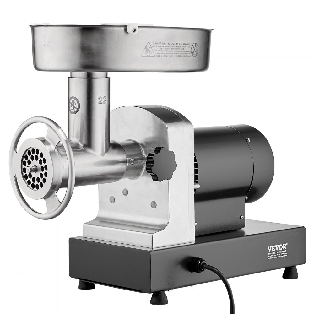 VEVOR Meat Grinder, 14 Lbs/Min Capacity Electric Meat Grinders with Blade, Grinding Plate, Sausage Maker, Stainless Steel Commercial Meat Mincer for Kitchen Restaurant Butcher Store