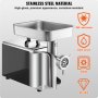 Commercial Electric Meat Grinder 21 Lbs/Min Sausage Stuffer Maker Kitchen