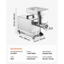 VEVOR Meat Grinder, 21 Lbs/Min Capacity Electric Meat Grinders with Blade, Grinding Plate, Sausage Maker, Stainless Steel Commercial Meat Mincer for Kitchen Restaurant Butcher Store