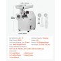 VEVOR Commercial Electric Meat Grinder, 3.2 kg/min Capacity, #12 Industrial Meat Mincer with 2 Stainless Steel Blades, 2 Grinding Plates, 850W Heavy-Duty Sausage Maker, for Kitchen, Restaurant