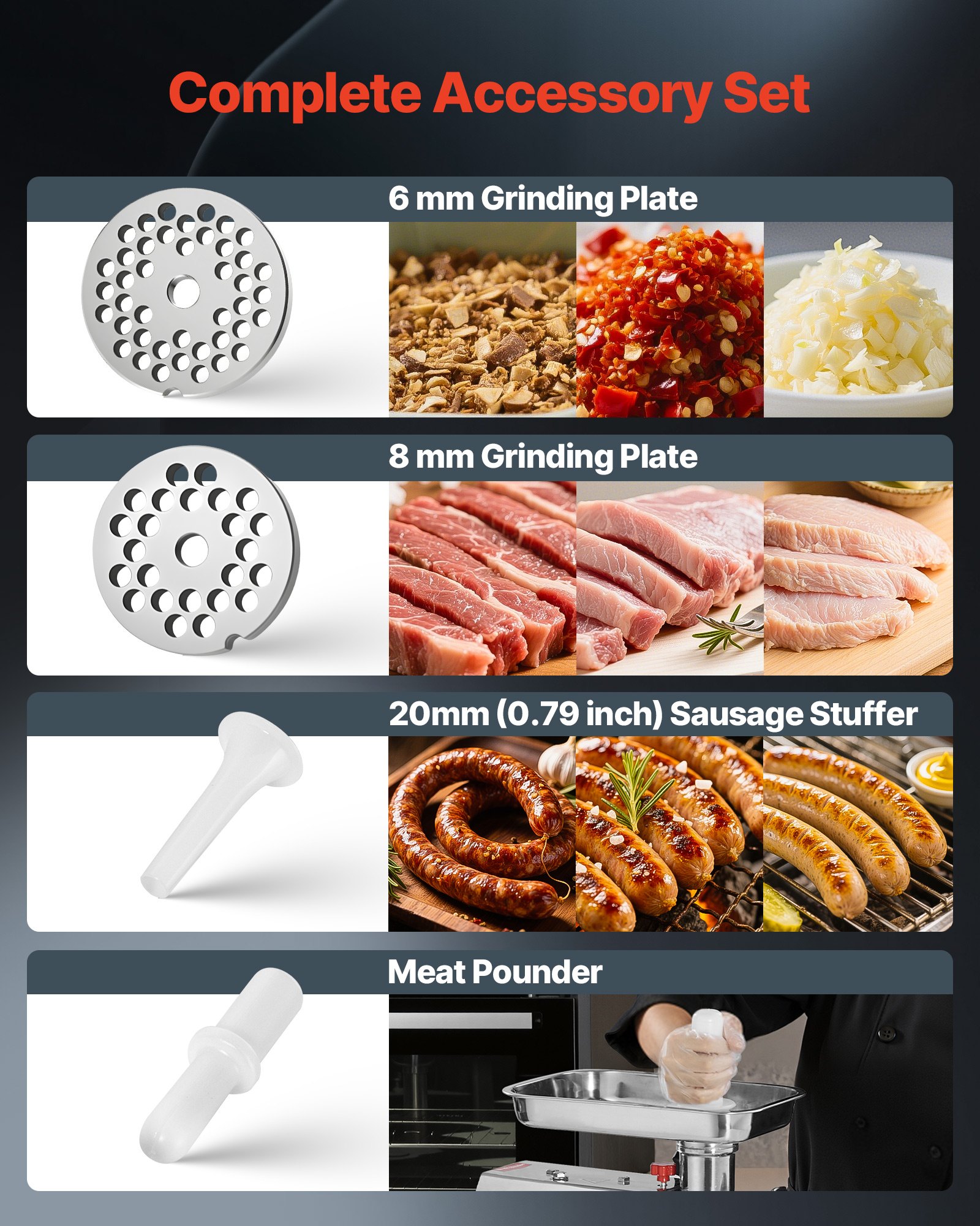 VEVOR Commercial Electric Meat Grinder, 3.2 kg/min Capacity, #12 Industrial Meat Mincer with 2 Stainless Steel Blades, 2 Grinding Plates, 850W Heavy-Duty Sausage Maker, for Kitchen, Restaurant