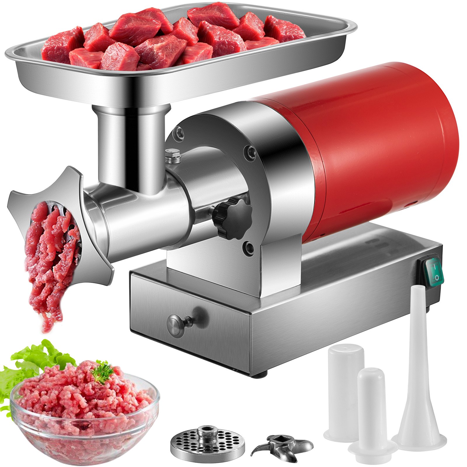 VEVOR Electric Meat Grinder, 661 Lbs/Hour 1100 W Meat Grinder Machine, 1.5 HP Electric Meat Mincer with 2 Grinding Plates, Sausage Kit Set Meat Grinder Heavy Duty, Home Kitchen & Commercial Use