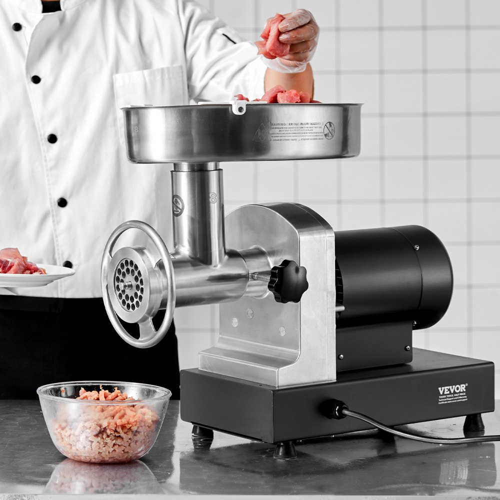 VEVOR Meat Grinder, 6 Lbs/Min Capacity Electric Meat Grinders with Blade, Grinding Plate, Sausage Maker, Stainless Steel Commercial Meat Mincer for Kitchen Restaurant Butcher Store
