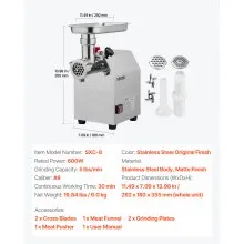 VEVOR Electric Meat Grinder, 4.5 Lbs/Min Capacity, Countertop Industrial Meat Mincer w/ Blade, Grinding Plate, Sausage Maker, Stainless Steel Commercial Meat Grinder for Kitchen Restaurant