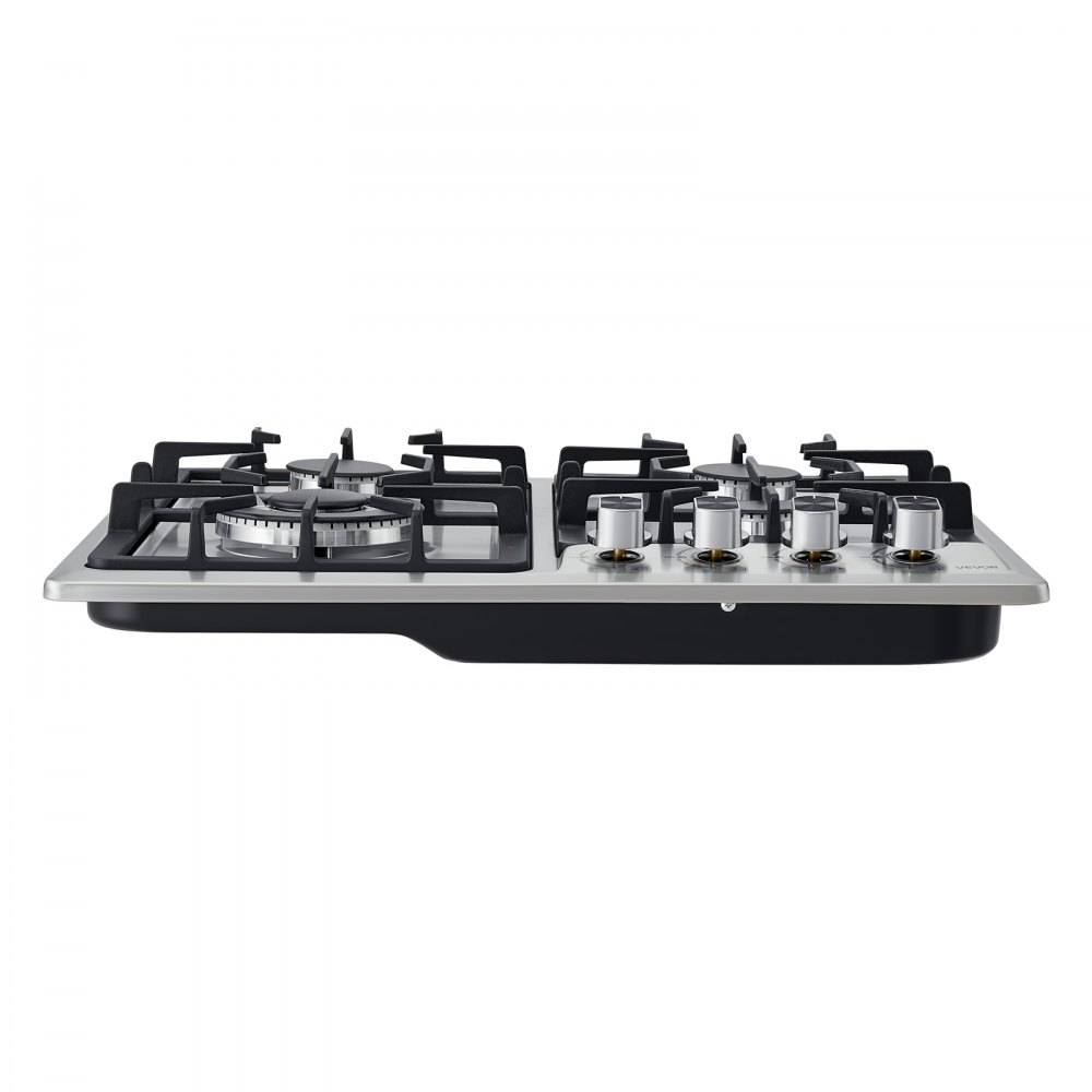 VEVOR 24 inch Gas Cooktop 4 Burners Gas Stove Top, Max 27000BTU Built-in Stainless Steel Stove Top LPG/NG Convertible Dual Fuel Cooktop Stoves with Thermocouple Protection for Kitchen Apartment Rvs