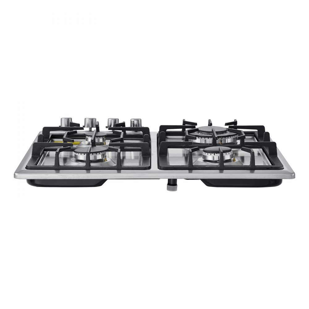 VEVOR 24 inch Gas Cooktop 4 Burners Gas Stove Top, Max 27000BTU Built-in Stainless Steel Stove Top LPG/NG Convertible Dual Fuel Cooktop Stoves with Thermocouple Protection for Kitchen Apartment Rvs