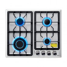 VEVOR 24 inch Gas Cooktop 4 Burners Gas Stove Top, Max 27000BTU Built-in Stainless Steel Stove Top LPG/NG Convertible Dual Fuel Cooktop Stoves with Thermocouple Protection for Kitchen Apartment Rvs
