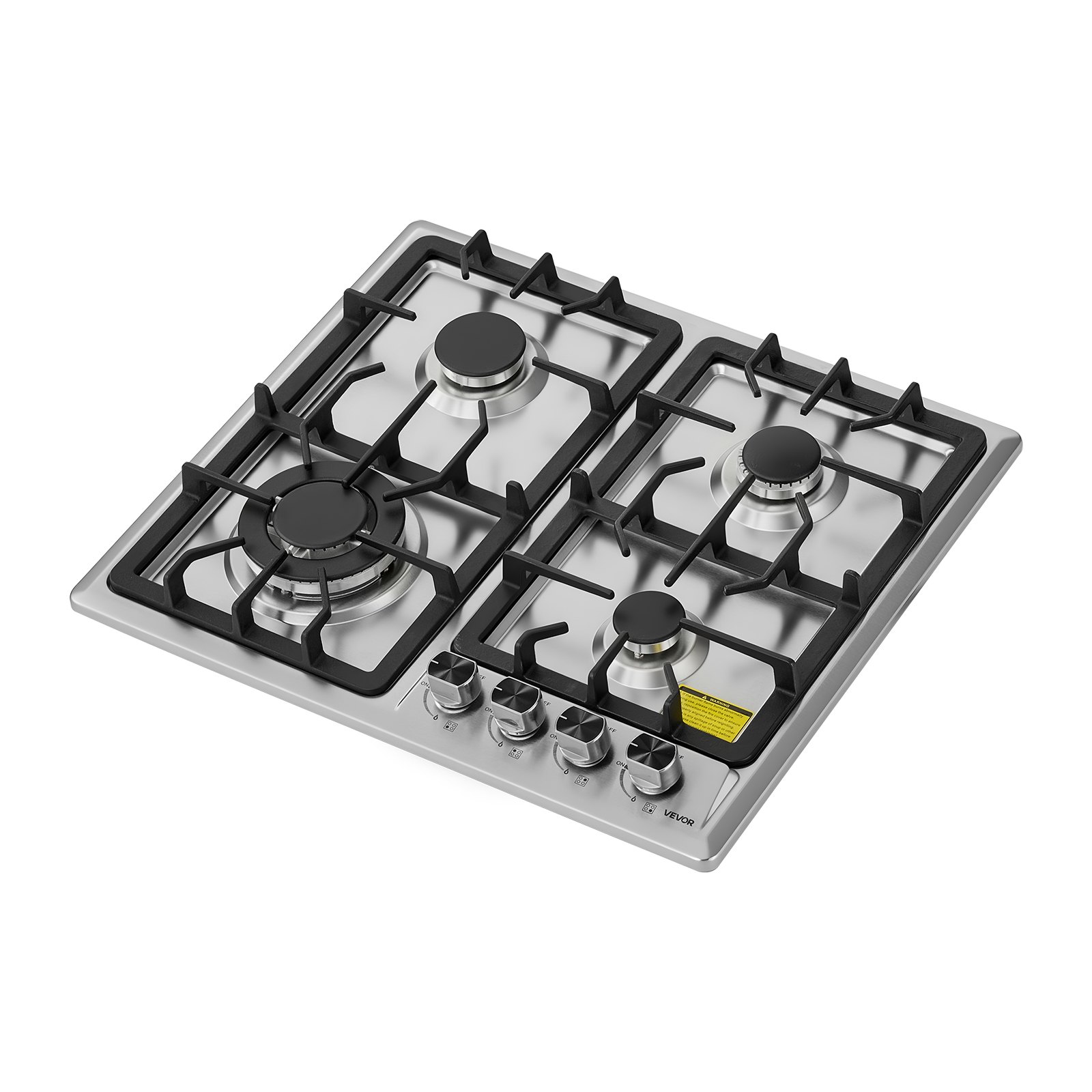 VEVOR 24 inch Gas Cooktop 4 Burners Gas Stove Top, Max 27000BTU Built-in Stainless Steel Stove Top LPG/NG Convertible Dual Fuel Cooktop Stoves with Thermocouple Protection for Kitchen Apartment Rvs