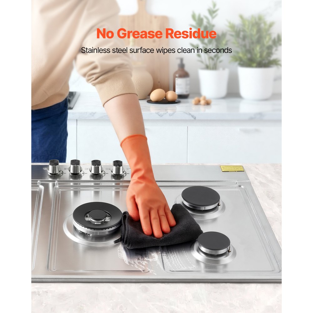 VEVOR 36 inch Gas Cooktop 5 Burners Gas Stove Top, Max 38300BTU Built-in Stainless Steel Stove Top LPG/NG Convertible Dual Fuel Cooktop Stoves with SABAF Dual-Ring Burner for Kitchen Apartment Rvs