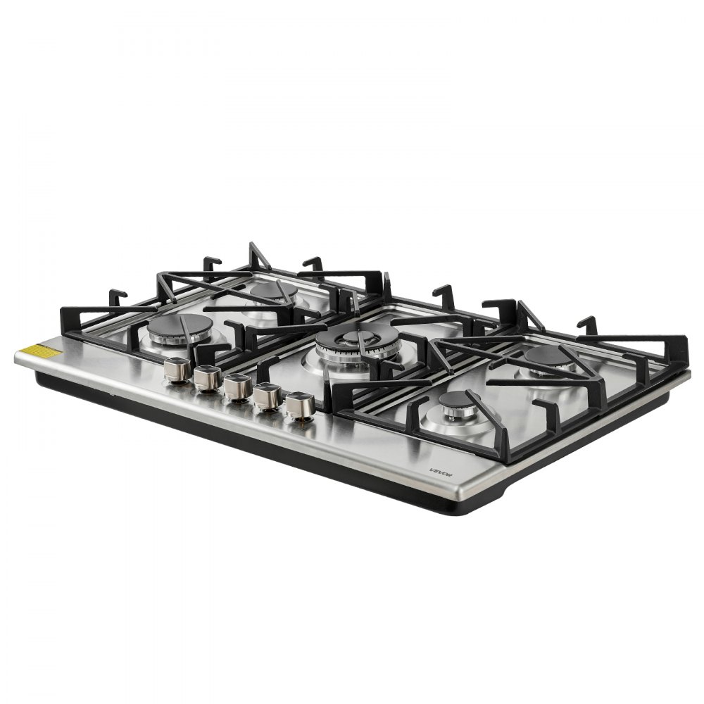 VEVOR 36 inch Gas Cooktop 5 Burners Gas Stove Top, Max 38300BTU Built-in Stainless Steel Stove Top LPG/NG Convertible Dual Fuel Cooktop Stoves with SABAF Dual-Ring Burner for Kitchen Apartment Rvs