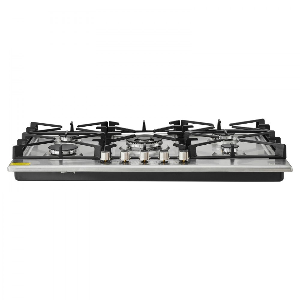 VEVOR 36 inch Gas Cooktop 5 Burners Gas Stove Top, Max 38300BTU Built-in Stainless Steel Stove Top LPG/NG Convertible Dual Fuel Cooktop Stoves with SABAF Dual-Ring Burner for Kitchen Apartment Rvs