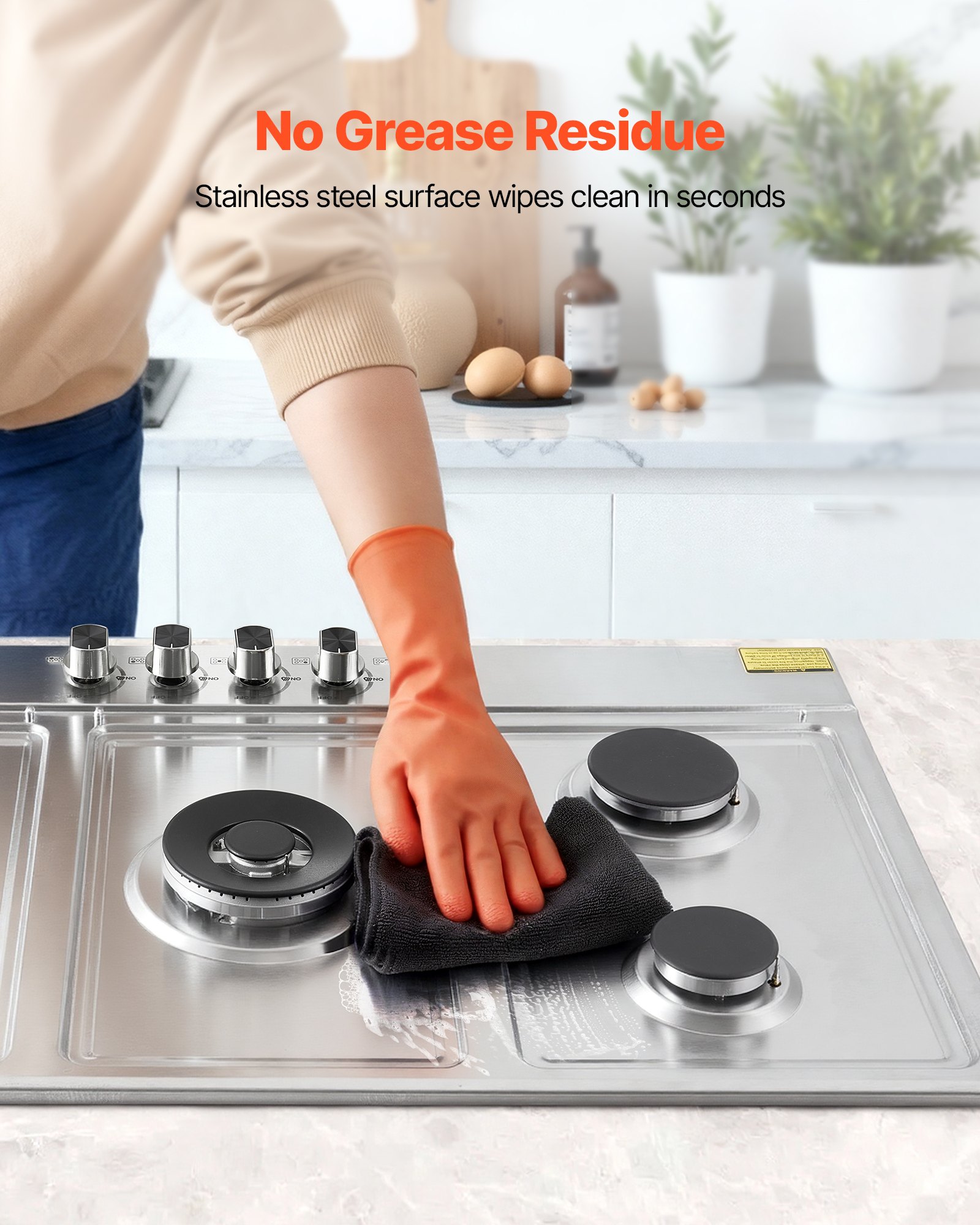 VEVOR 36 inch Gas Cooktop 5 Burners Gas Stove Top, Max 38300BTU Built-in Stainless Steel Stove Top LPG/NG Convertible Dual Fuel Cooktop Stoves with SABAF Dual-Ring Burner for Kitchen Apartment Rvs