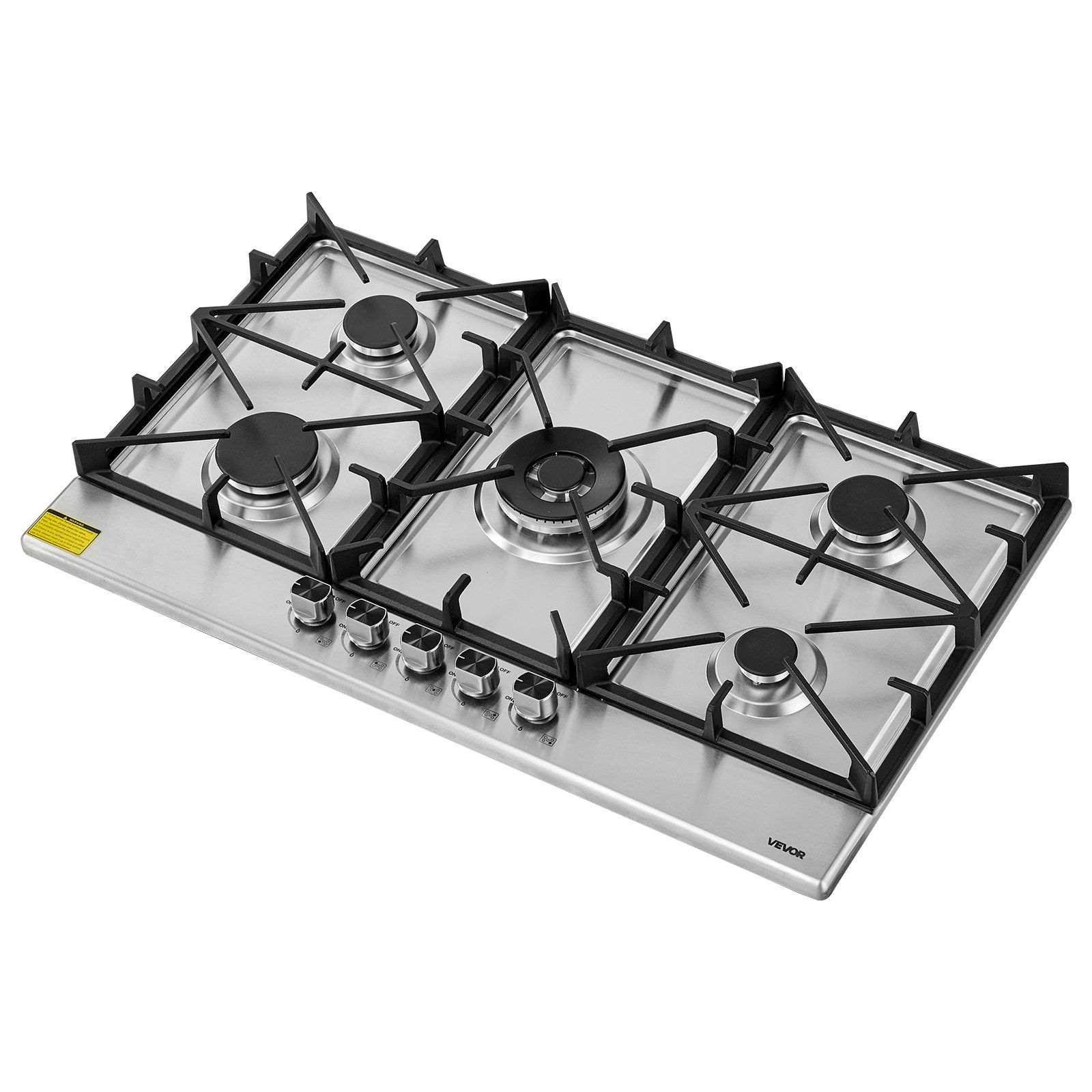 VEVOR 36 inch Gas Cooktop 5 Burners Gas Stove Top, Max 38300BTU Built-in Stainless Steel Stove Top LPG/NG Convertible Dual Fuel Cooktop Stoves with SABAF Dual-Ring Burner for Kitchen Apartment Rvs