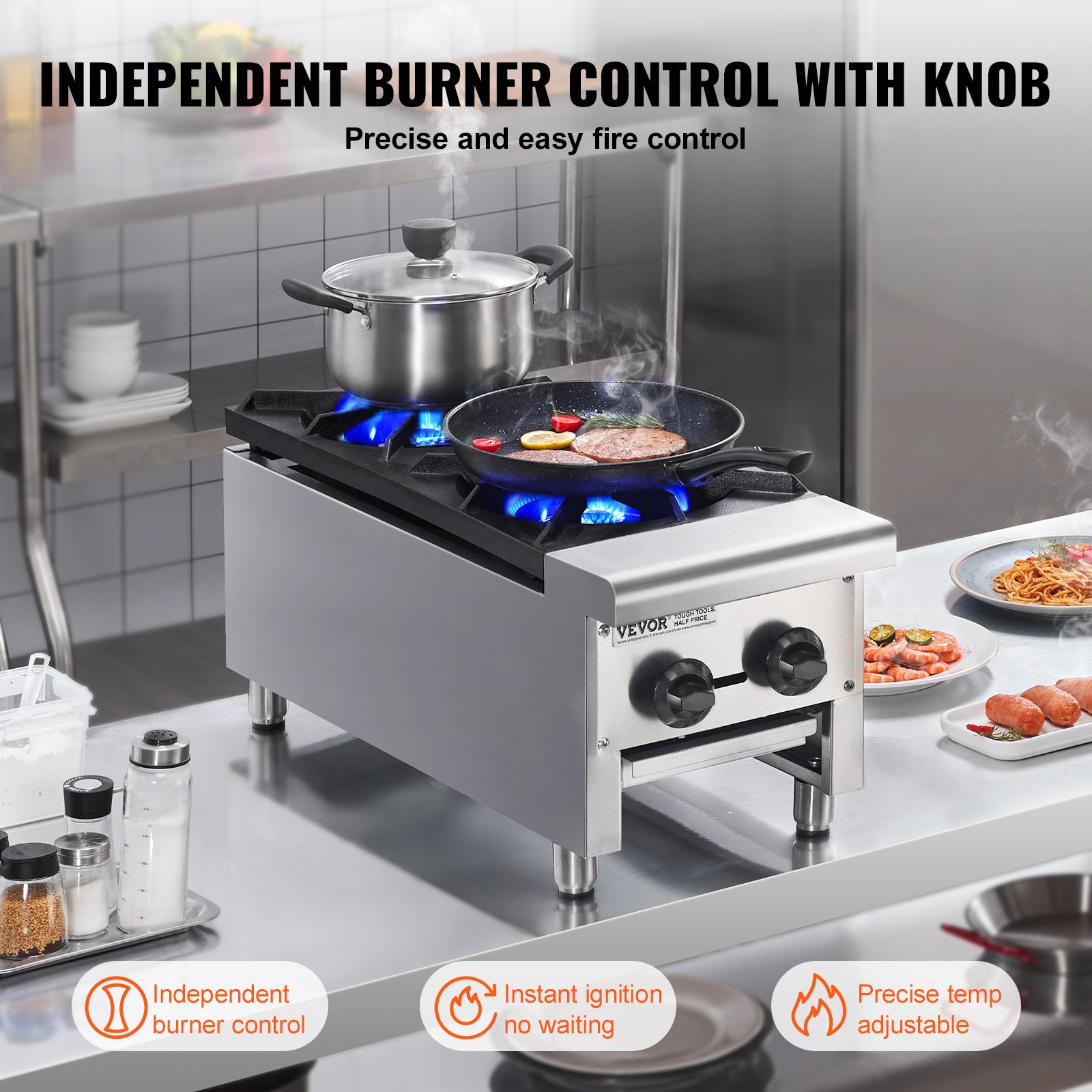 Commercial Gas Range Stove 2 Burners Countertop Cooking Hot Plate Kitchen Commercial Gas Range Stove 2 Burners Countertop Cooking Hot Plate Kitchen