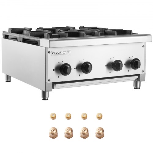 Commercieel gasfornuis met kast en 2 branders, propaan-/aardgaskooktoestel, roestvrijstalen gaskookplaat, commercieel kookapparaat 460 x 1170 x 610 mm voor restaurants, hotels en cafés, 52 kW | NL