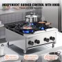 VEVOR Commercial Gas Range Stove 4 Burners Countertop Cooking Hot Plate Kitchen