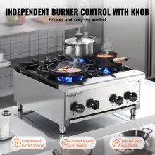 VEVOR Commercial Gas Range Stove 4 Burners Countertop Cooking Hot Plate Kitchen