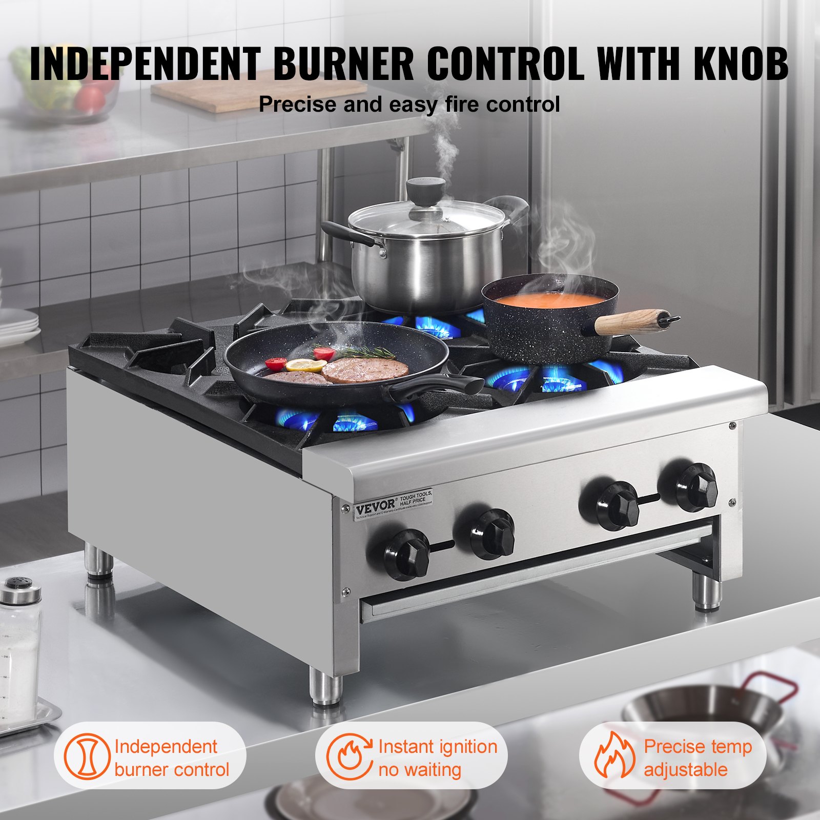 Commercial Gas Range Stove 4 Burners Countertop Cooking Hot Plate Kitchen Commercial Gas Range Stove 4 Burners Countertop Cooking Hot Plate Kitchen