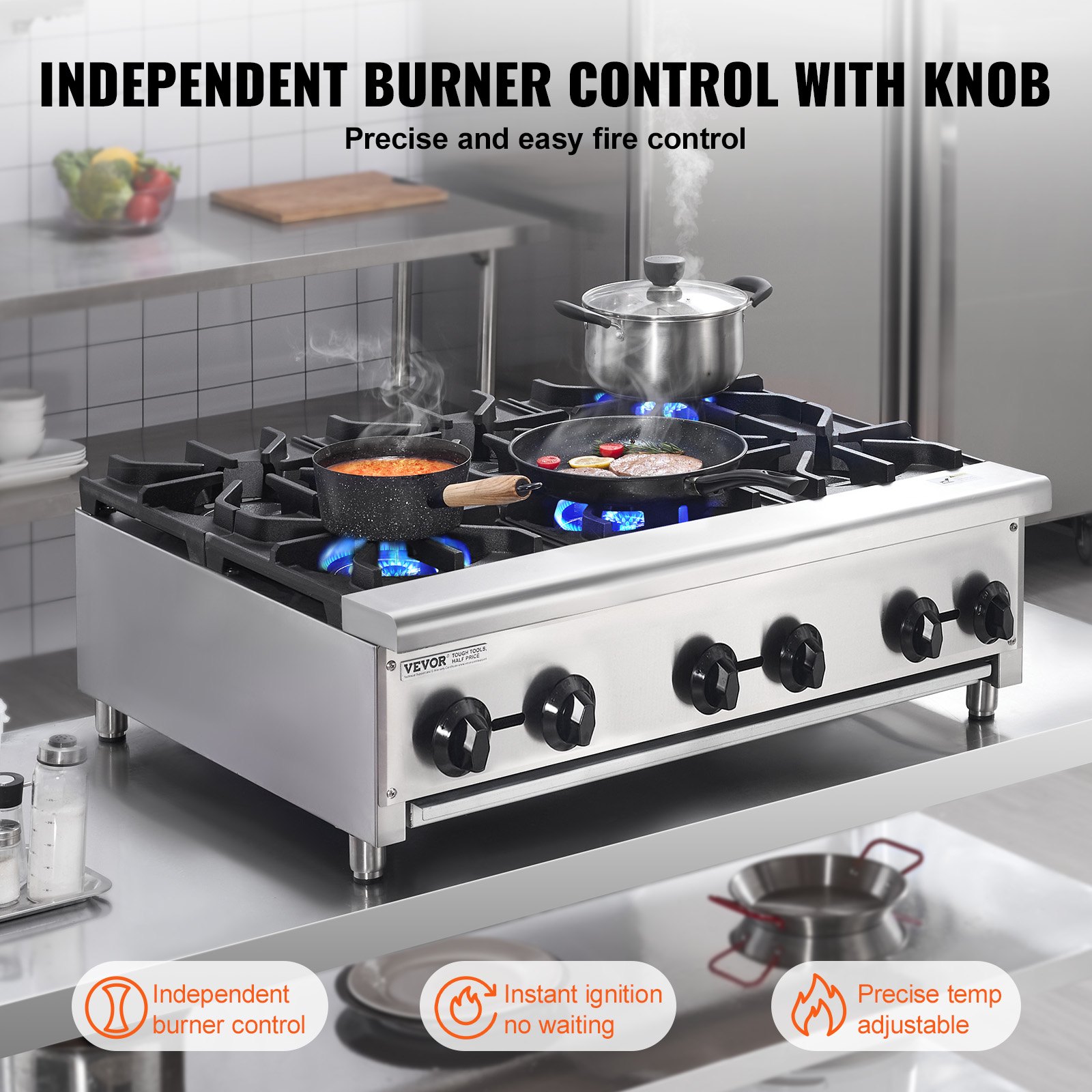 Commercial Gas Range Stove 6 Burners Countertop Cooking Hot Plate Kitchen Commercial Gas Range Stove 6 Burners Countertop Cooking Hot Plate Kitchen
