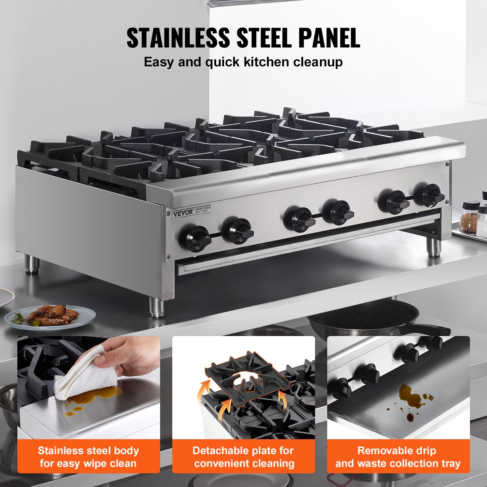 Commercial Gas Range Stove 6 Burners Countertop Cooking Hot Plate Kitchen Commercial Gas Range Stove 6 Burners Countertop Cooking Hot Plate Kitchen