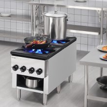 VEVOR Commercial Gas Range Stove 2 Burners Countertop Cooking Hot Plate Kitchen