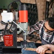VEVOR Magnetic Drill, 1200W 1.57" Boring Diameter, 2922lbf/13000N Portable Electric Mag Drill Press with Double Dovetail Rail, 580 RPM Variable Speed Drilling Machine for any Surface, CE Listed