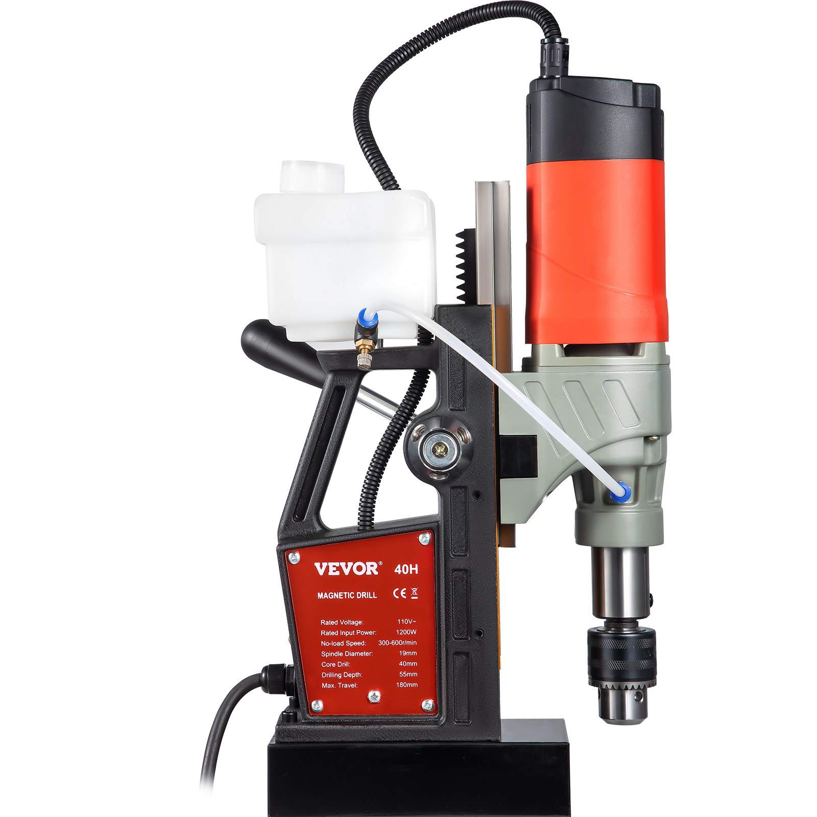 VEVOR Magnetic Drill, 1200W 1.57\" Boring Diameter, 2922lbf/13000N Portable Electric Mag Drill Press with Double Dovetail Rail, 580 RPM Variable Speed Drilling Machine for any Surface, CE Listed