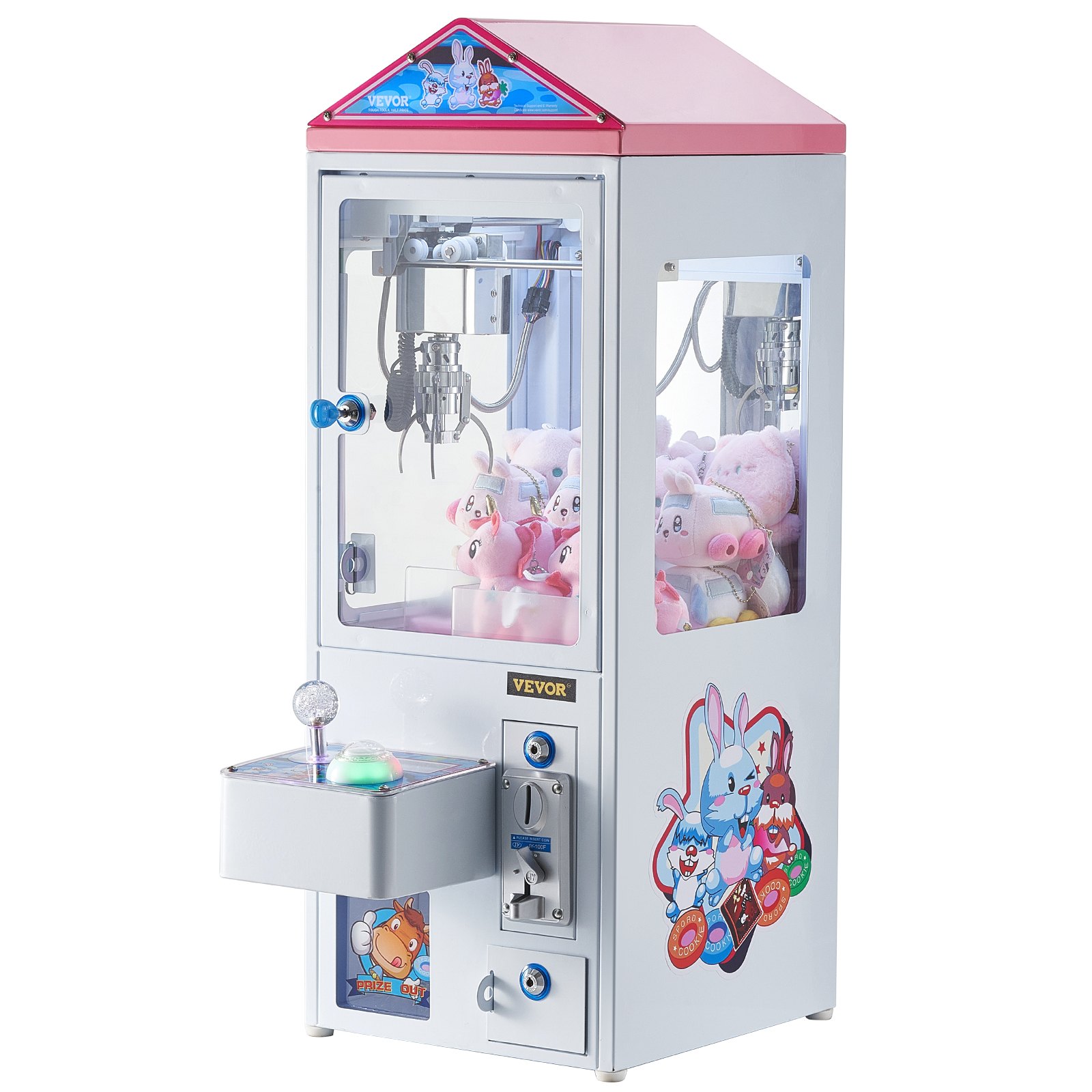 VEVOR Claw Machine, 0-3” Jaw Diameter 0-5” Jaw lifting, Crane Prize Grabber Commercial Arcade Game Toys, Cool Fun Grab-And-Win Machine w/ Light and Sound, Dispenser Vending Toy For Kids,Boys &Girls