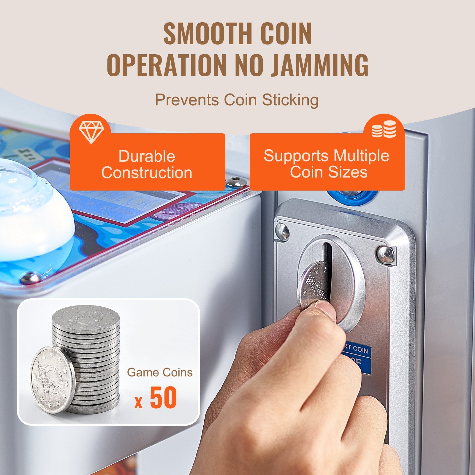 VEVOR Claw Machine, 0-80mm Jaw Diameter 0-130mm Jaw lifting, Crane Prize Grabber Commercial Arcade Game Toys, Cool Fun Grab-And-Win Machine w/ Light and Sound, Kids Dispenser Vending Toy,Boys &Girls