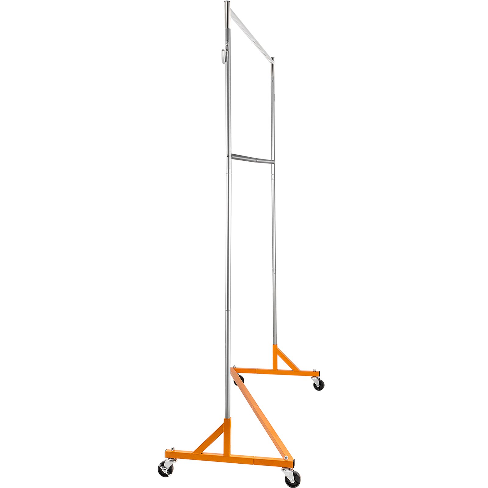 VEVOR Z Rack, Industrial Grade Z Base Garment Rack, Height Adjustable Rolling Z Garment Rack, Sturdy Steel Z Base Clothing Rack w/ Lockable Casters, for Home Clothing Store w/ Add-on Hang Rail Orange