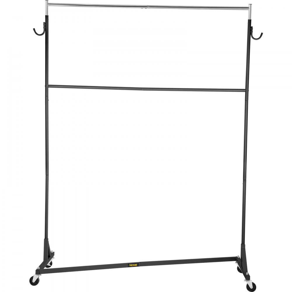 VEVOR Z Rack, Industrial Grade Z Base Garment Rack, Height Adjustable Rolling Z Garment Rack, Sturdy Steel Z Base Clothing Rack with Lockable Casters, for Home Clothing Store with Add-on Hang Rail Bla