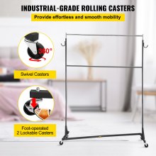 VEVOR Z Rack, Industrial Grade Z Base Garment Rack, Height Adjustable Rolling Z Garment Rack, Sturdy Steel Z Base Clothing Rack w/ Lockable Casters, for Home Clothing Store w/ Add-on Hang Rail Black
