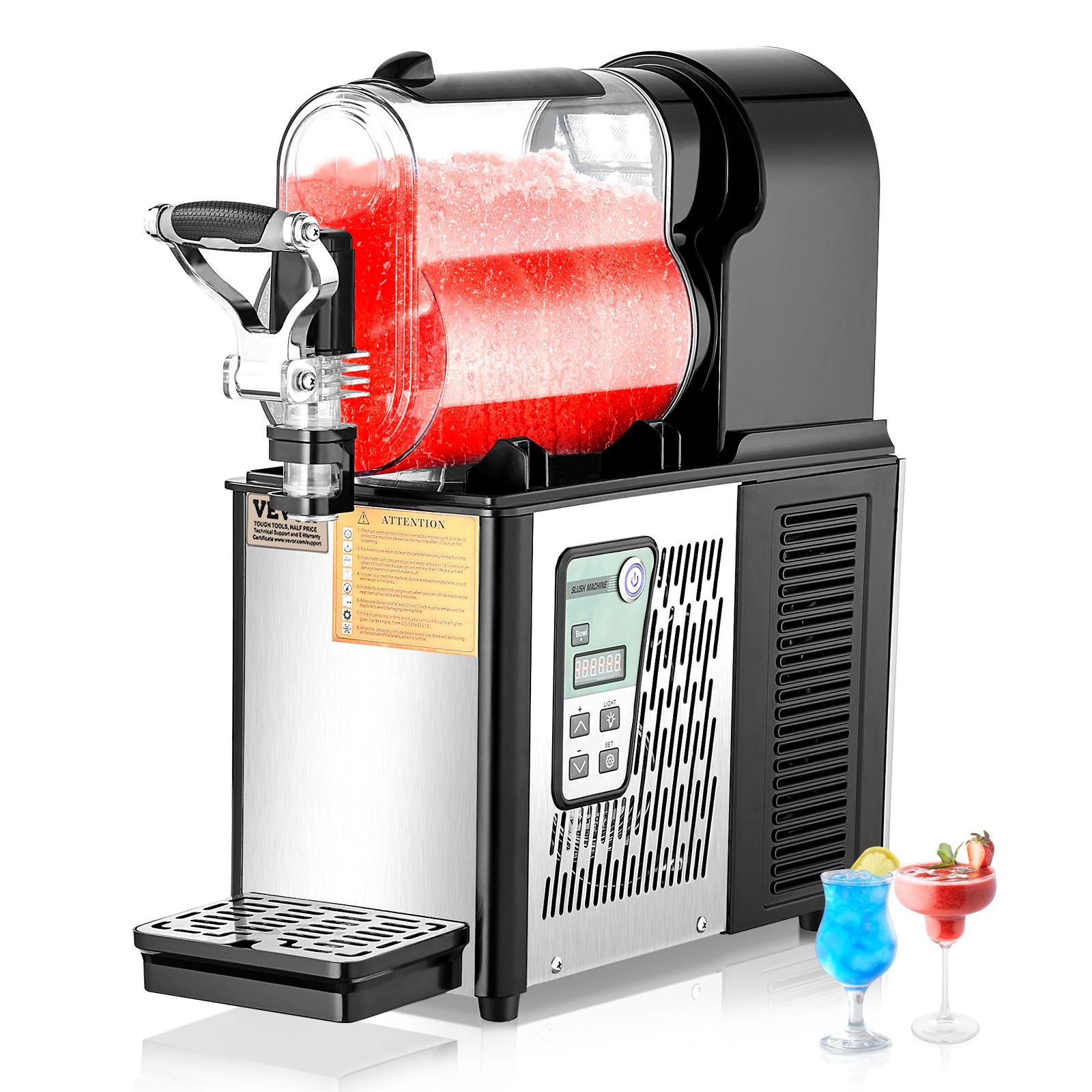 VEVOR Commercial Slushy Machine, 3L Single Tank Frozen Drink Machine, 12 Cups Stainless Steel Margarita Smoothie Frozen Drink Maker, Slushie Maker for Home Party Restaurants Cafe Bars